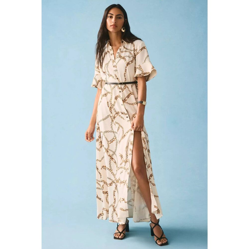Maeve  By Anthropologie Printed Short-Sleeve Shirt Dress H